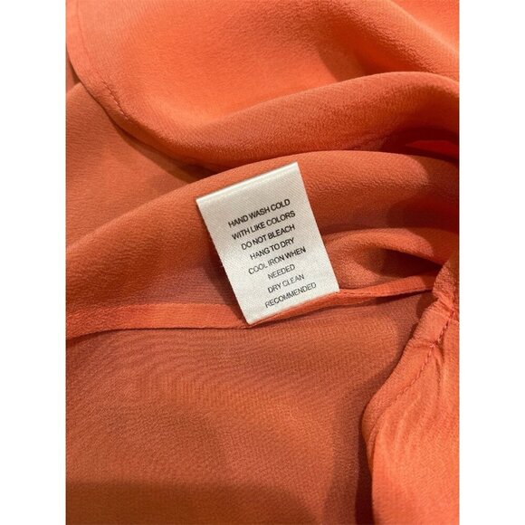 Daniel Rainn Top Pleated Front Cap Sleeves Sz M Coral 100% Silk - Picture 8 of 8